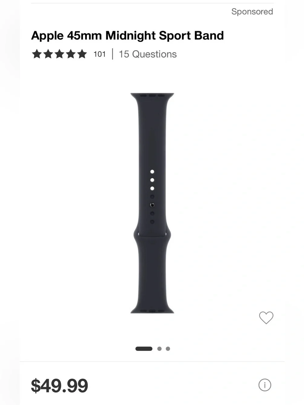 Apple Sport Band for 45mm – Midnight Black